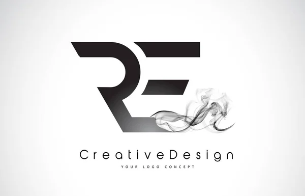 Re list Logo Design z czarnego dymu. — Wektor stockowy