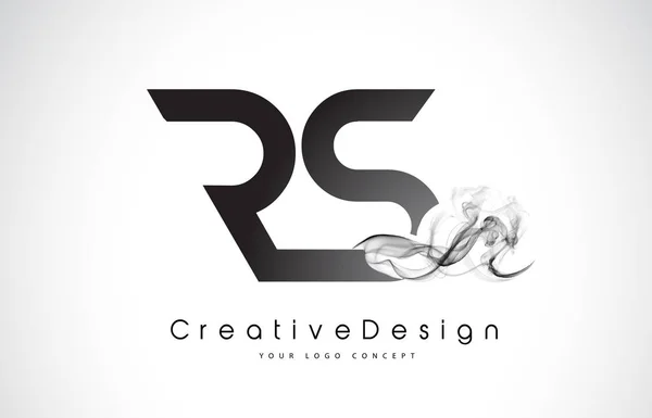 Logo lettera RS Design con fumo nero . — Vettoriale Stock