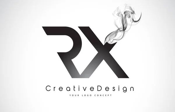 Logo lettera RX Design con fumo nero . — Vettoriale Stock