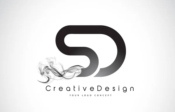 Design de logo de lettre SD avec fumée noire . — Image vectorielle