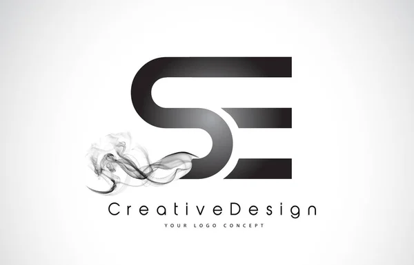 SE Lettera Logo Design con fumo nero . — Vettoriale Stock