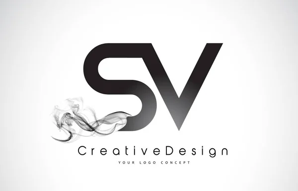 SV Letter Logo Design with Black Smoke. — Stock Vector