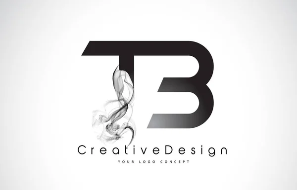 Logo lettera TB Design con fumo nero . — Vettoriale Stock