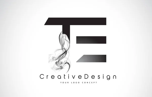 Logo lettera TE Design con fumo nero . — Vettoriale Stock