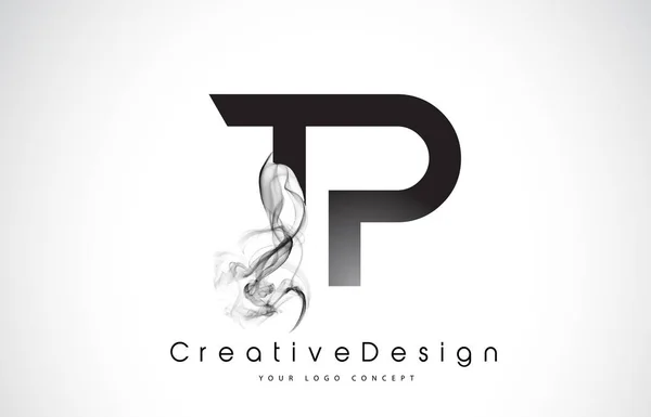 Logo lettera TP Design con fumo nero . — Vettoriale Stock