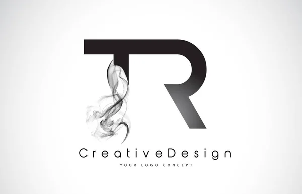 Logo lettera TR Design con fumo nero . — Vettoriale Stock