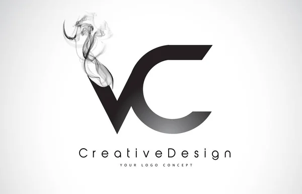 Logo lettera VC Design con fumo nero . — Vettoriale Stock