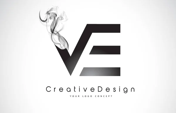 VE Lettera Logo Design con fumo nero . — Vettoriale Stock