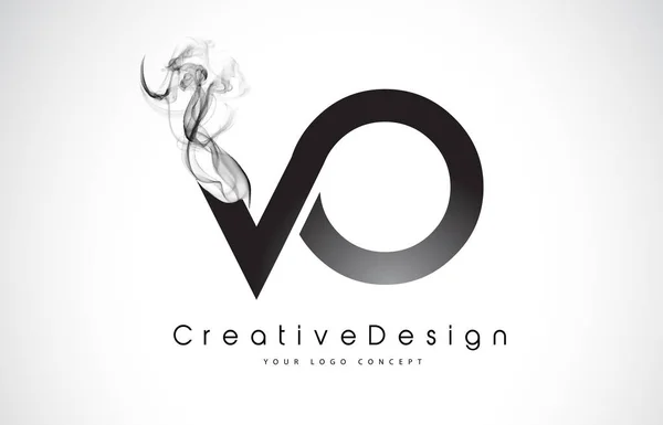 VO brev Logotypdesign med svart rök. — Stock vektor