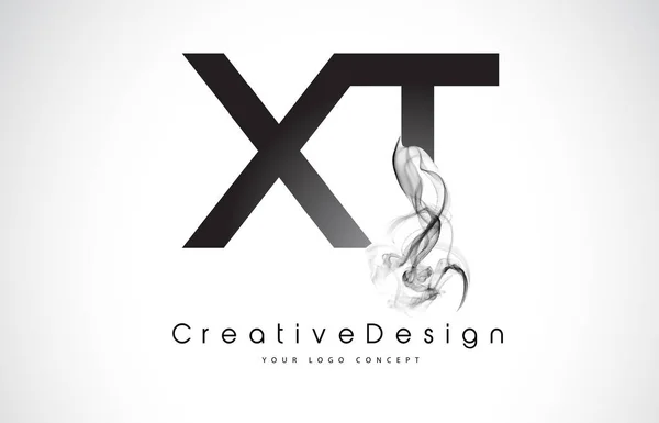 Brief van de XT Logo ontwerp met zwarte rook. — Stockvector