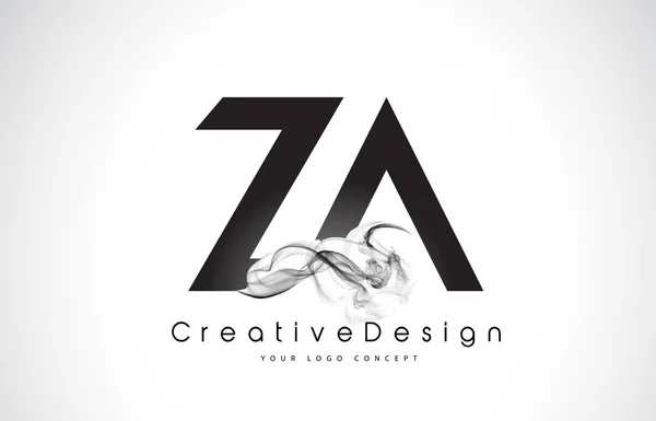 ZA Lettre Logo Design avec fumée noire . — Image vectorielle