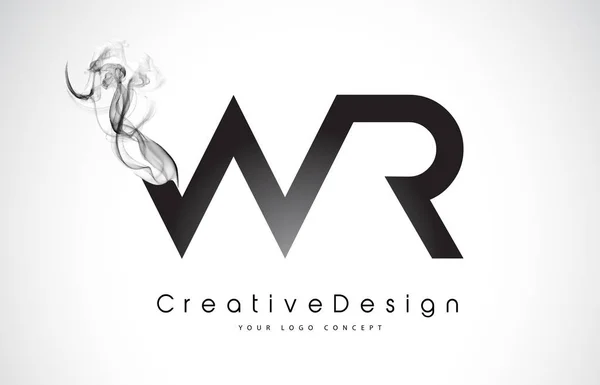 Logo lettera WR Design con fumo nero . — Vettoriale Stock