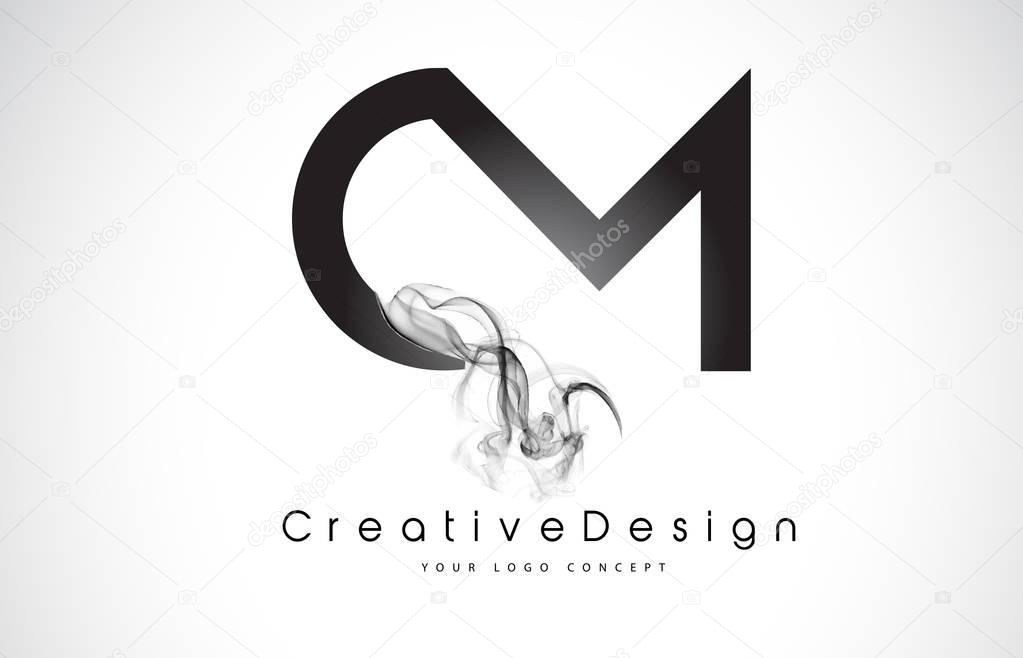 CM Letter Logo Design with Black Smoke.