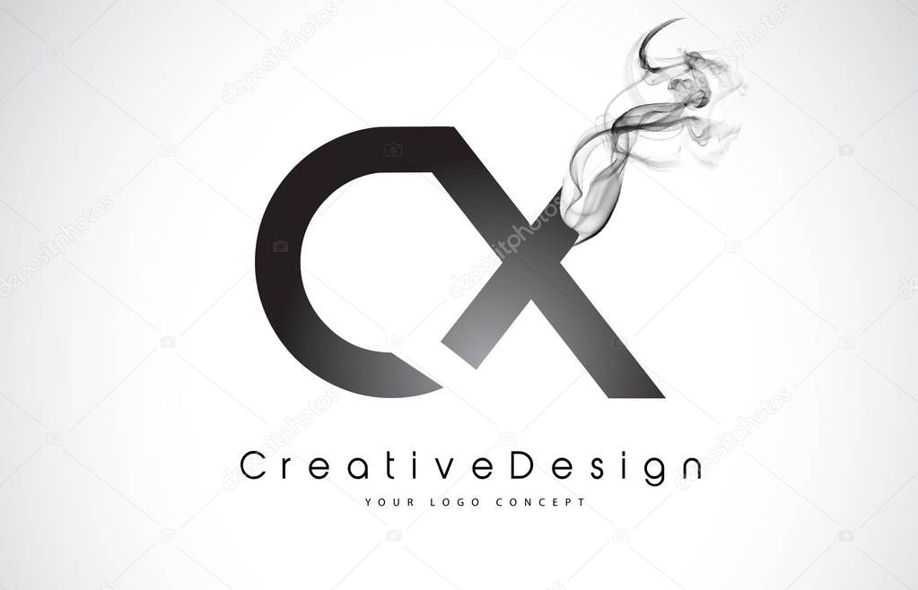 CX Letter Logo Design with Black Smoke.