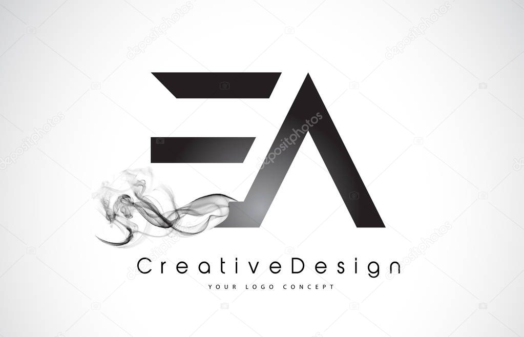 EA Letter Logo Design with Black Smoke.