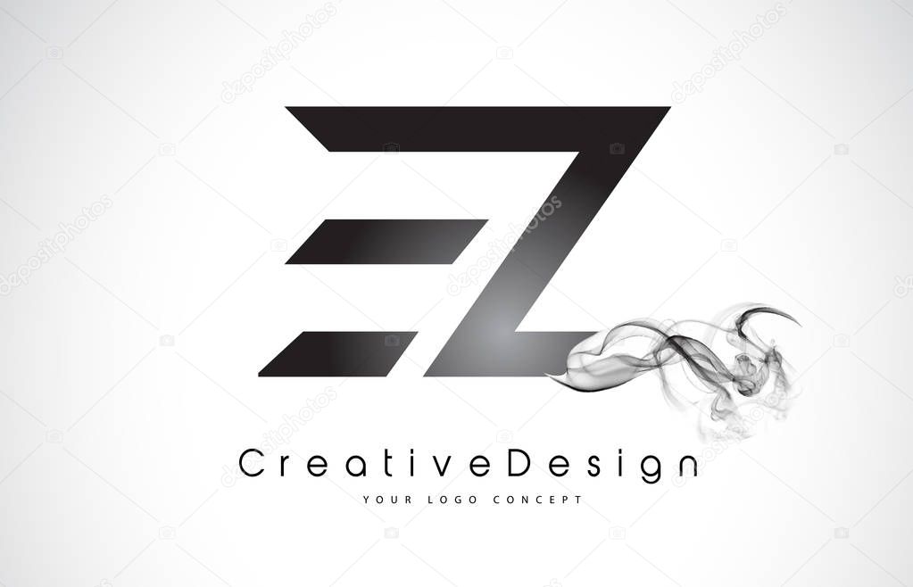 EZ Letter Logo Design with Black Smoke.