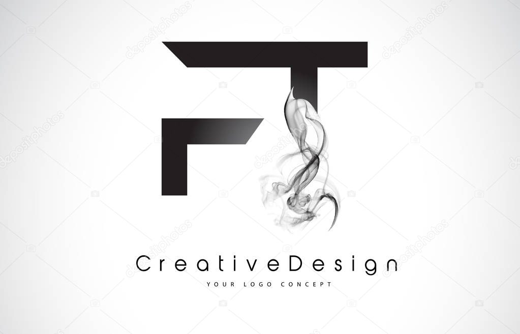FT Letter Logo Design with Black Smoke.