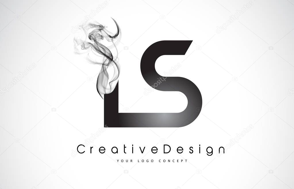 LS Letter Logo Design with Black Smoke.