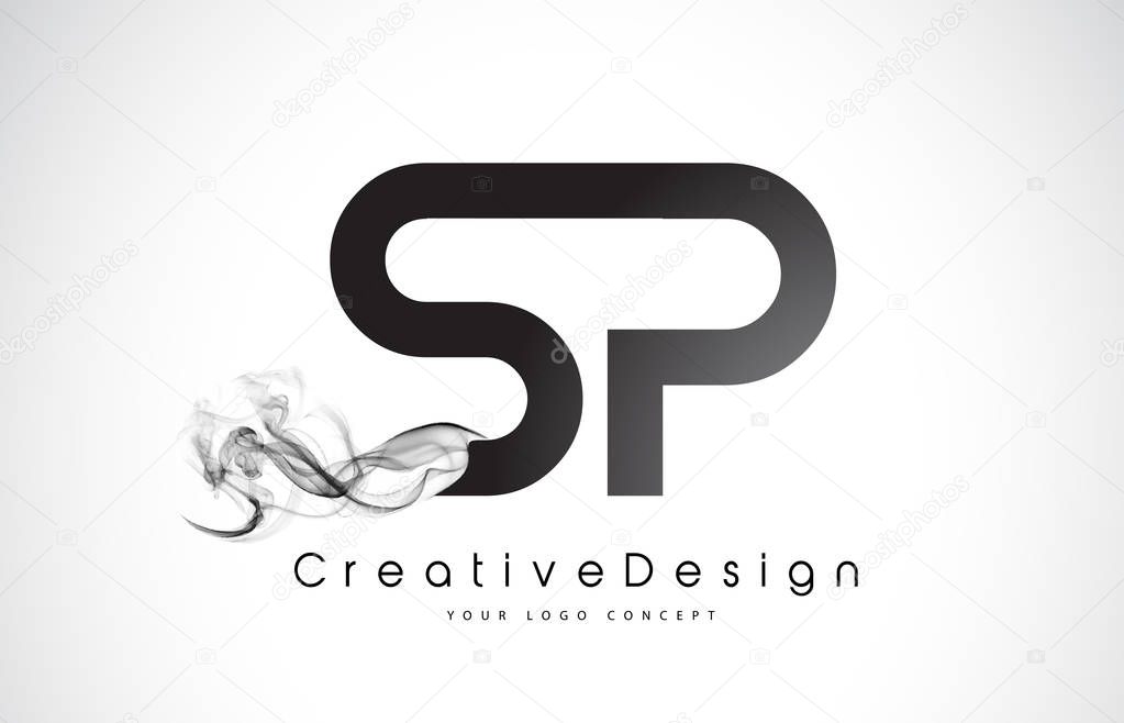 SP Letter Logo Design with Black Smoke.