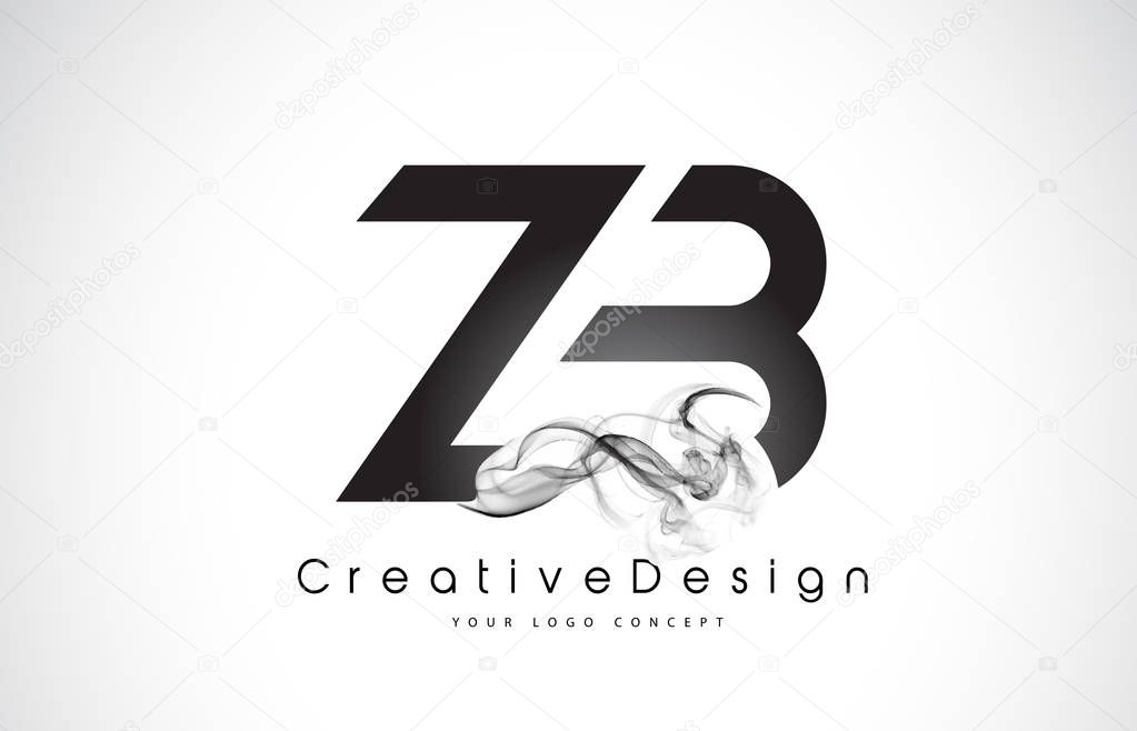 ZB Letter Logo Design with Black Smoke.