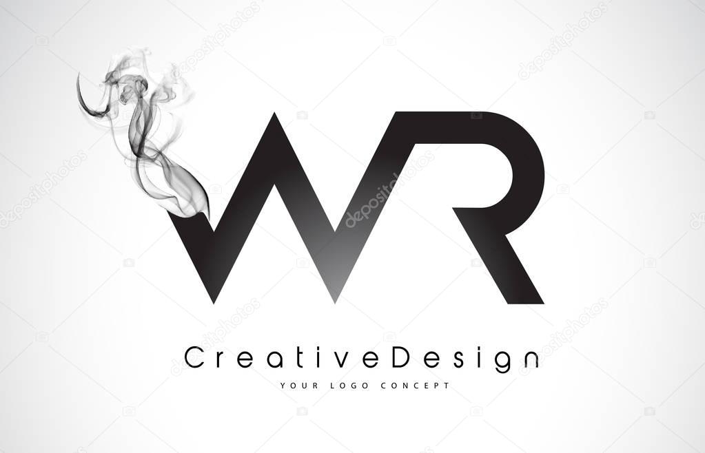 WR Letter Logo Design with Black Smoke.