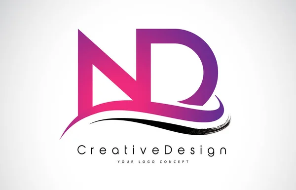 Nd N D 문자 로고 디자인입니다. 크리에이 티브 아이콘 현대 편지 벡터 L — 스톡 벡터