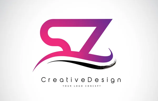 SZ S Z Letter Logo Design. Creative Icon Modern Letters Vector L — Stock Vector