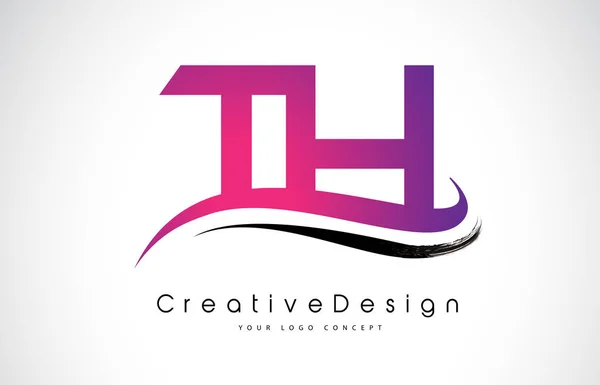 TH T H Letter Logo Design. Creative Icon Modern Letters Vector L — Stock Vector