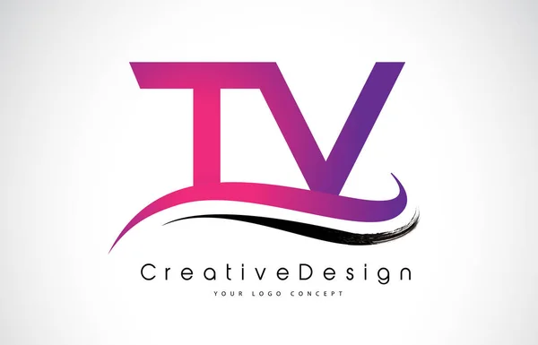 TV T V Carta Logo Design. Ícone criativo Letras modernas Vetor L — Vetor de Stock