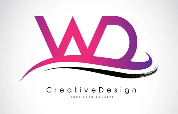 WD W D Lettre Logo Design. Icône créative Lettres modernes vecteur L — Image vectorielle