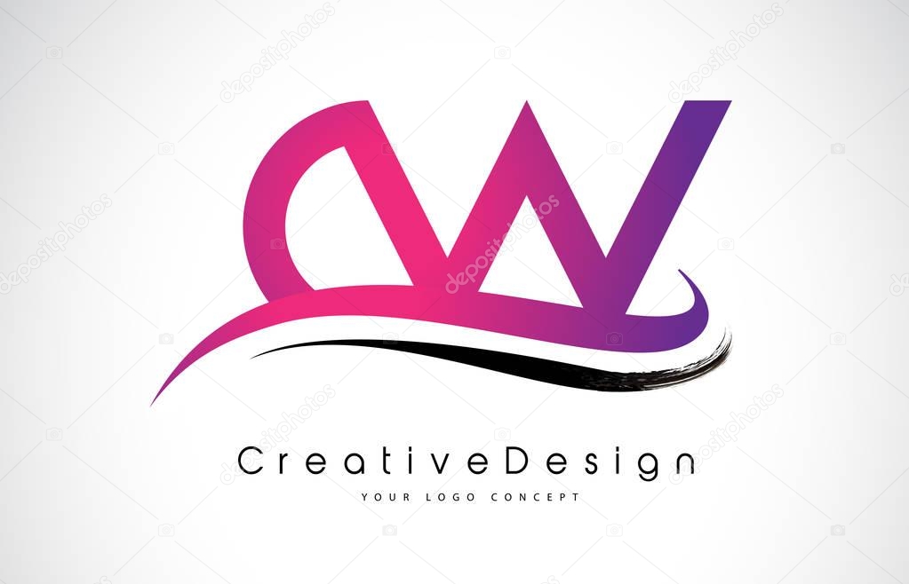 CW C W Letter Logo Design. Creative Icon Modern Letters Vector L