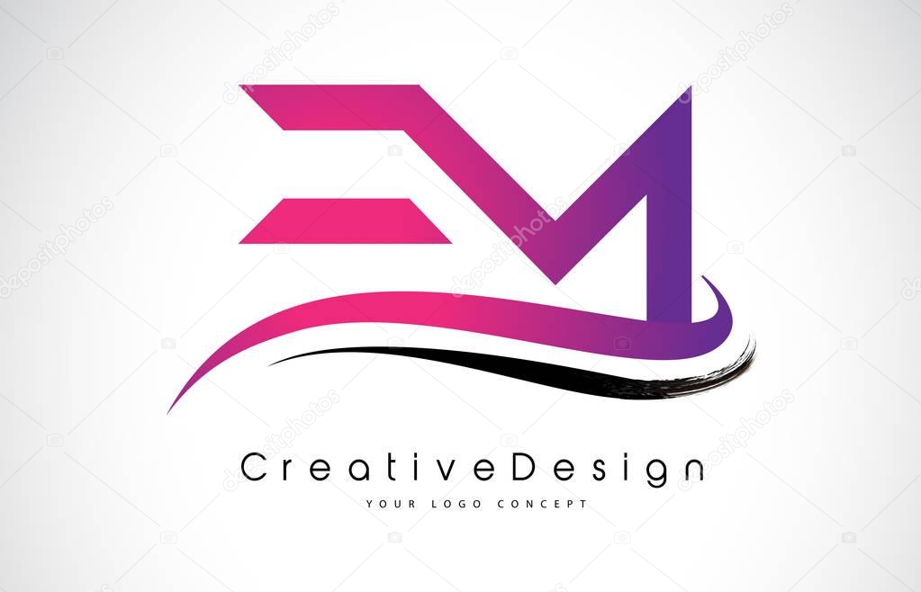 EM E M Letter Logo Design in Black Colors. Creative Modern Letters Vector Icon Logo Illustration.