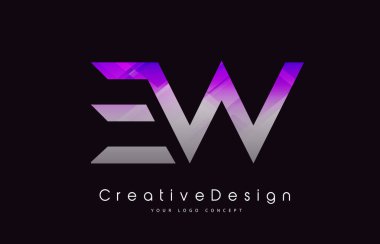 Ew mektup Logo tasarımı. Mor doku yaratıcı simgesi Modern Lette