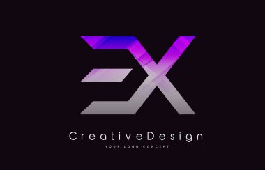 Mektup Logo tasarımı. Mor doku yaratıcı simgesi Modern Lette