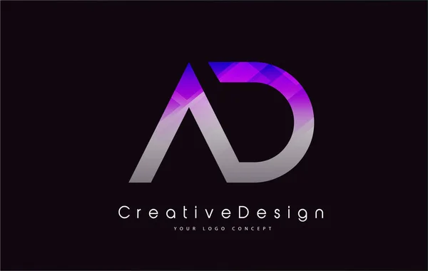 AD Carta Logo Design. Textura roxa Ícone criativo Lette moderna —  Vetores de Stock