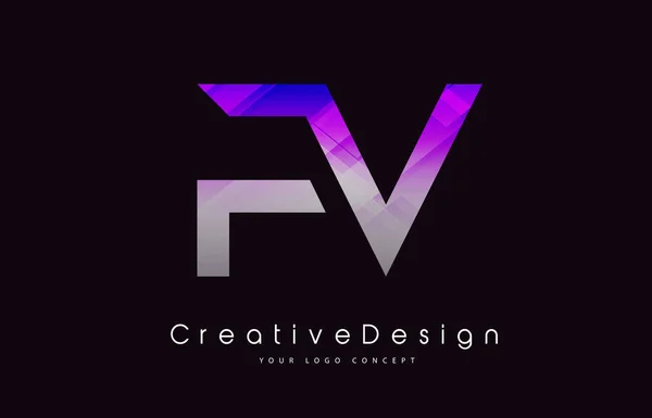 FV Lettre Logo Design. Icône créative de texture violette Lette moderne — Image vectorielle