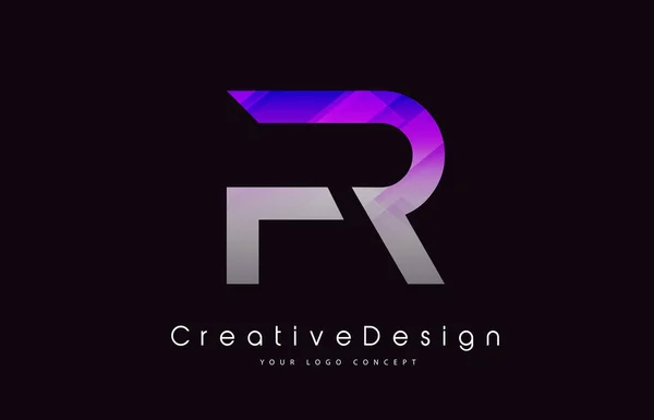 FR Letter Logo Design. Purple Texture Creative Icon Modern Lette — Stock Vector