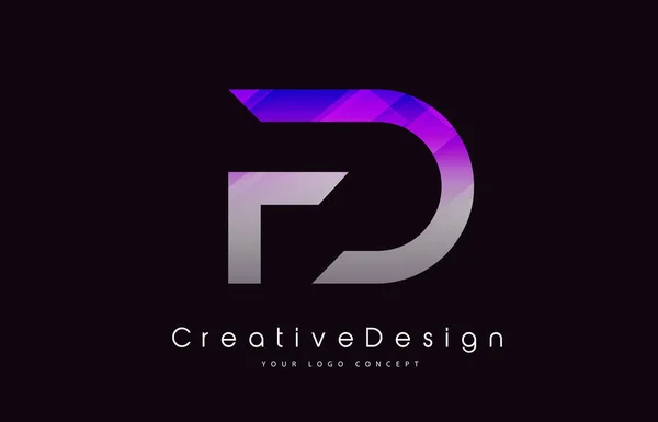 Fd Buchstabe Logo Design. lila Textur kreative Ikone modern lette — Stockvektor