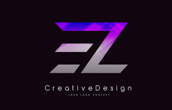 EZ Lettre Logo Design. Icône créative de texture violette Lette moderne — Image vectorielle