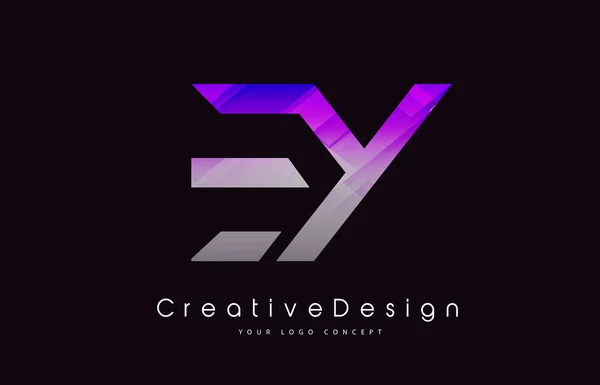 EY brief Logo ontwerp. Paarse textuur creatieve pictogram moderne Lette — Stockvector