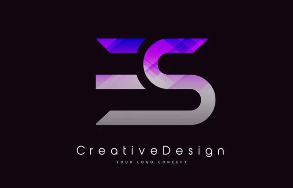 Es 文字ロゴ デザイン。紫テクスチャ アイコンを創造的なモダンな書きます。 — ストックベクタ