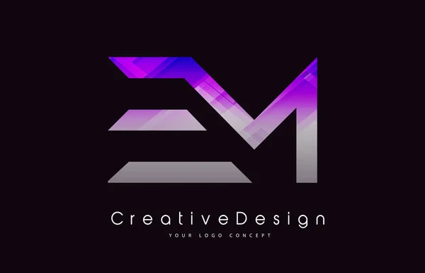 EM Letter Logo Design. Icône créative de texture violette Lette moderne — Image vectorielle