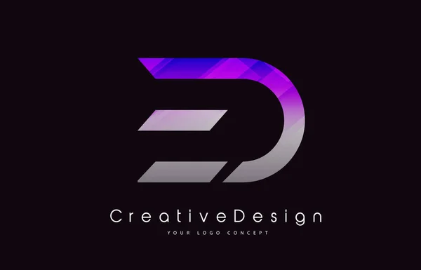 Ed 文字ロゴ デザイン。紫テクスチャ アイコンを創造的なモダンな書きます。 — ストックベクタ