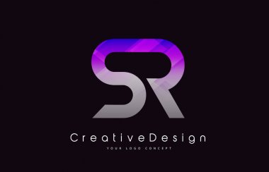 SR mektup Logo tasarımı. Mor doku yaratıcı simgesi Modern Lette