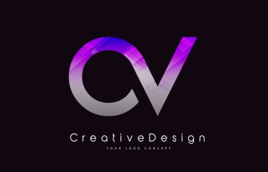 Ov mektup Logo tasarımı. Mor doku yaratıcı simgesi Modern Lette