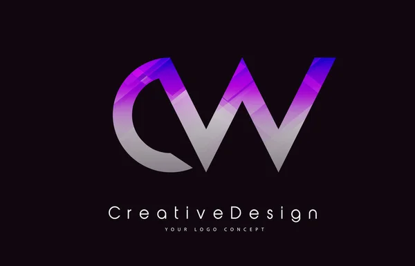 CW Lettre Logo Design. Icône créative de texture violette Lette moderne — Image vectorielle