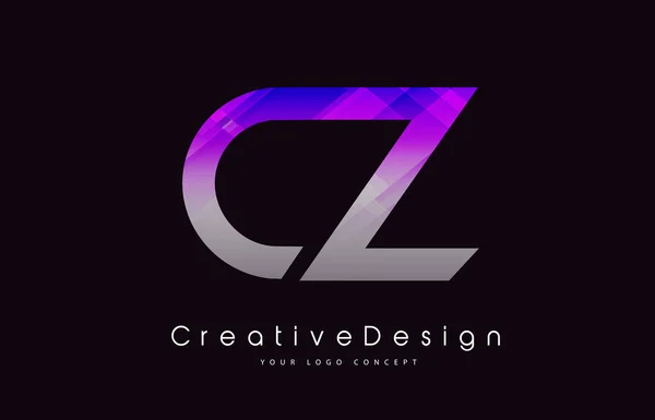 Cz Buchstabe Logo Design. lila Textur kreative Ikone modern lette — Stockvektor