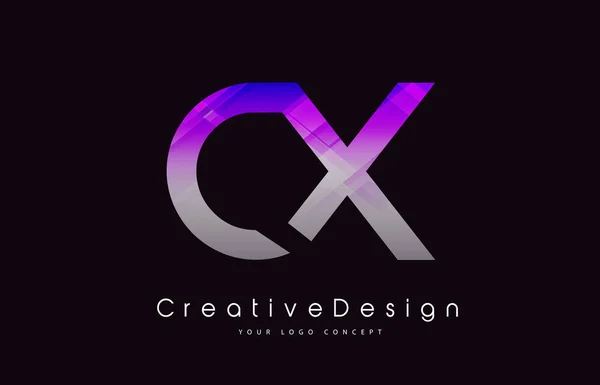 Cx 文字ロゴ デザイン。紫テクスチャ アイコンを創造的なモダンな書きます。 — ストックベクタ