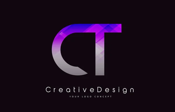 CT brief Logo ontwerp. Paarse textuur creatieve pictogram moderne Lette — Stockvector