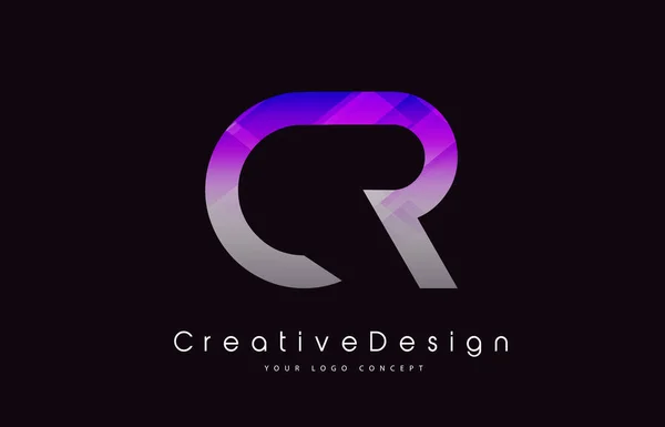 Cr 文字ロゴ デザイン。紫テクスチャ アイコンを創造的なモダンな書きます。 — ストックベクタ